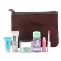 CLINIQUE by Clinique Travel Set: Make Up Remover + Superdefense + Pore Minimizer + Turnaround Renewer + Lip Gloss + bag--5pcs+1bag