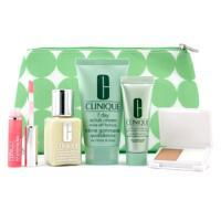 CLINIQUE by Clinique Travel Set: Scrub + DDML + Continuous Cream + Powder MakeUp + Lip Gloss + Bag--5pcs+1bag