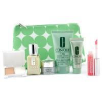 CLINIQUE by Clinique Travel Set: Scrub 50ml + Continuous Cream 15ml + DDML 30ml + Eye Cream 7ml + Lipgloss + Foundation +--6pcs+1bag