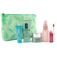 CLINIQUE by Clinique Travel Set: Scrub 50ml + Moisture Surge Spray 30ml + Superdefense Cream 15ml + Turnaround Renewer 15--5pcs+1bag