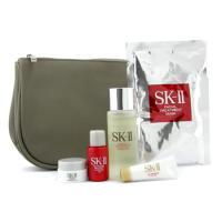 SK II by SK II Travel Set: FT Mask+ Essence 30ml+ Adv. Essc. UV+ WS Skin Brightener+ De-Wrinkle Active+ Bag--5pcs+1bagtravel 