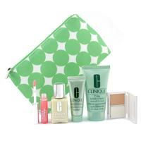 CLINIQUE by Clinique Travel Set: DDML 30ml + Scrub Crm. 50ml + Moisturizer 15ml + Mini Powder Makeup + Lipgloss 2.4ml + B--5pcs+1bag