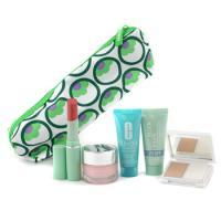 CLINIQUE by Clinique Travel Set: Super City Block + Moisture Surge Cream + Turnaround Renewer + Lipstick + Compack Makeup--5pcs+1bagclinique 