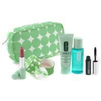 CLINIQUE by Clinique Travel Set: Eye Solvent 60ml+ Liquid Soap 50ml+ Face Powder+ Mascara+ Lipstick+ Bag--5pcs+1bagclinique 