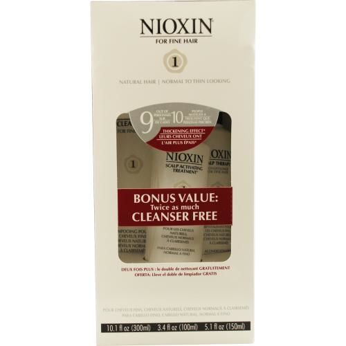 NIOXIN by Nioxin SET-3 PIECE MAINTENANCE KIT SYSTEM 1 WITH CLEANSER 10.1 OZ & SCALP THERAPY 5.1 OZ & SCALP TREATMENT 3.4 OZnioxin 
