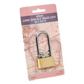 Brass Padlock 40mm Long Shackle Case Pack 96