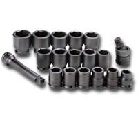SOCKET SET IMPACT 3/4IN. DRIVE 18PC MET STD 6 PTsocket 