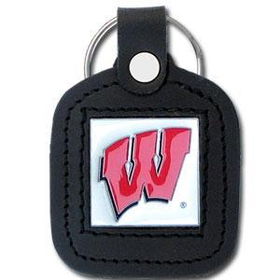 College Leather Key Ring - Wisconsin Badgerscollege 