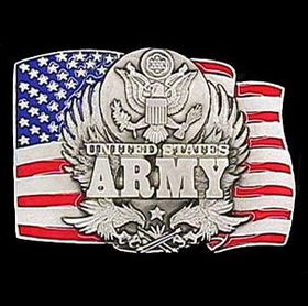 Military Pewter Belt Buckle - U.S. Army  Flag Backgroundmilitary 
