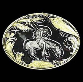 Pewter Belt Buckle - End of the Trail (Gold Vivatone)pewter 