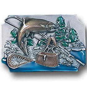 Belt Buckle - Fish with Gear Backgroundpewter 