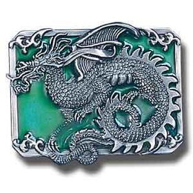 Belt Buckle - Dragon with Scrollpewter 