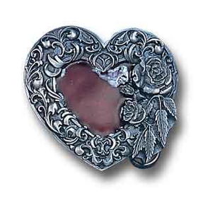 Belt Buckle - Western Heart/Rosepewter 
