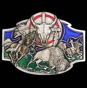 Pewter Belt Buckle - Buffalo Skullpewter 