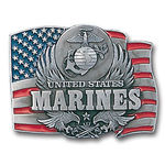 U.S. Marines Emblem with Flag Background