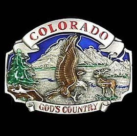 Pewter Belt Buckle - Colorado God's Countrypewter 