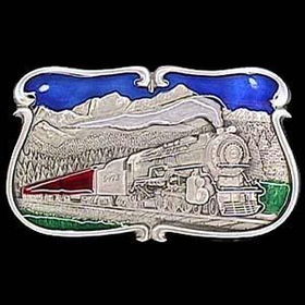 Pewter Belt Buckle - Train in the Mountainspewter 