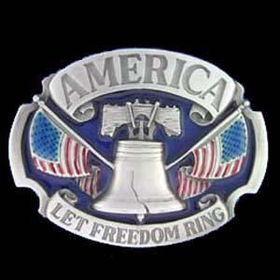Pewter Belt Buckle - America Let Freedom Ringpewter 