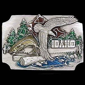 Belt Buckle - Idaho Eagle and Mountainpewter 