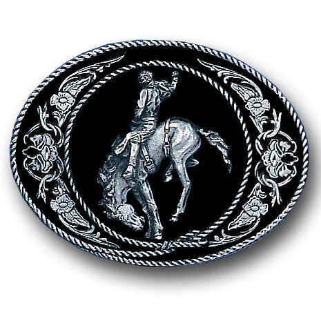 Belt Buckle - Bronco (Diamond Cut)pewter 