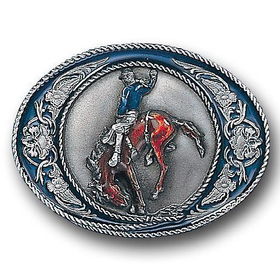 Belt Buckle - Bronco Rider with Scrollbelt 