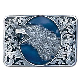 Belt Buckle - Eagle Head with Scrollpewter 
