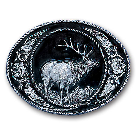 Belt Buckle - Elk  (Diamond Cut)pewter 