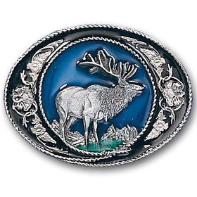 Belt Buckle - Elk with Scrollpewter 