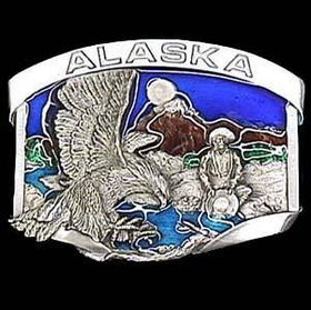 Pewter Belt Buckle - Alaska  Eagle/Goldminerpewter 