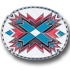 Belt Buckle - Southwestern Oval Whitepewter 