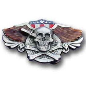 Belt Buckle - Skull and Wingspewter 