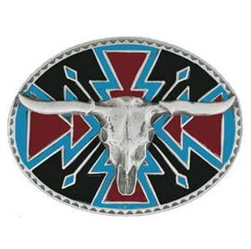 Belt Buckle - Longhorn Skullpewter 