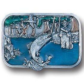 Belt Buckle - Wading Fishermanpewter 