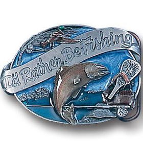 Belt Buckle - I'd  Rather be Fishingpewter 