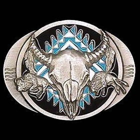 Belt Buckle - Buffalo Skull/Bisonpewter 