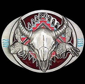 Belt Buckle - Buffalo Skull/ Bisonpewter 