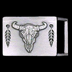 Belt Buckle - Buffalo Skull (1 1/4"")pewter 