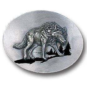Pewter Belt Buckle - Wolf Silhouettepewter 