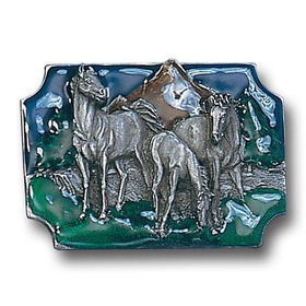 Pewter Belt Buckle - Horses Grazingpewter 