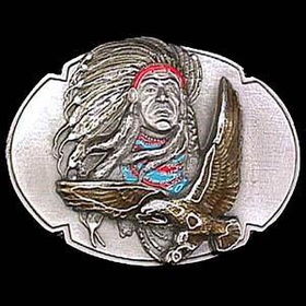 Pewter Belt Buckle - Indian Chief & Eaglepewter 