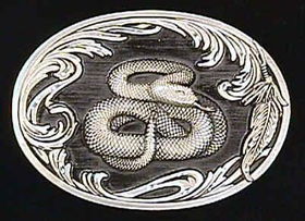Pewter Belt Buckle - Rattlesnake (Diamond Cut)pewter 