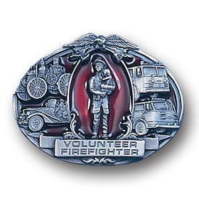 Pewter Belt Buckle - Volunteer Firefighterpewter 