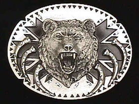 Pewter Belt Buckle - Grizzly Head with Clawspewter 