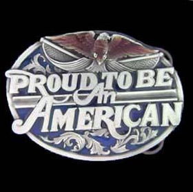 Pewter Belt Buckle - Proud to Be An Americanpewter 