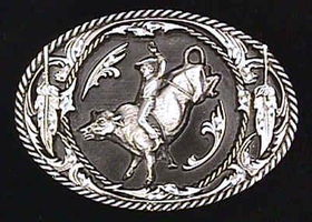 Pewter Belt Buckle - Bucking Bronco (Diamond Cut)pewter 