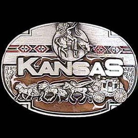Pewter Belt Buckle - Kansas Stagecoachpewter 