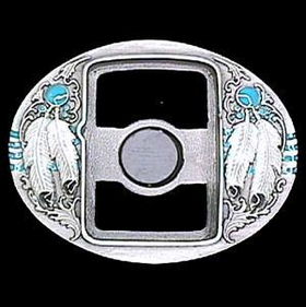 Pewter Belt Buckle - Indian Feathers (Zippo Lighter)pewter 