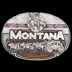 Pewter Belt Buckle - Montana Stagecoachpewter 