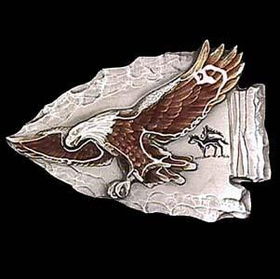 Pewter Belt Buckle - Eagle on Arrowheadpewter 