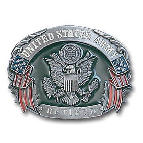 Military Pewter Belt Buckle - US Army Retiredmilitary 